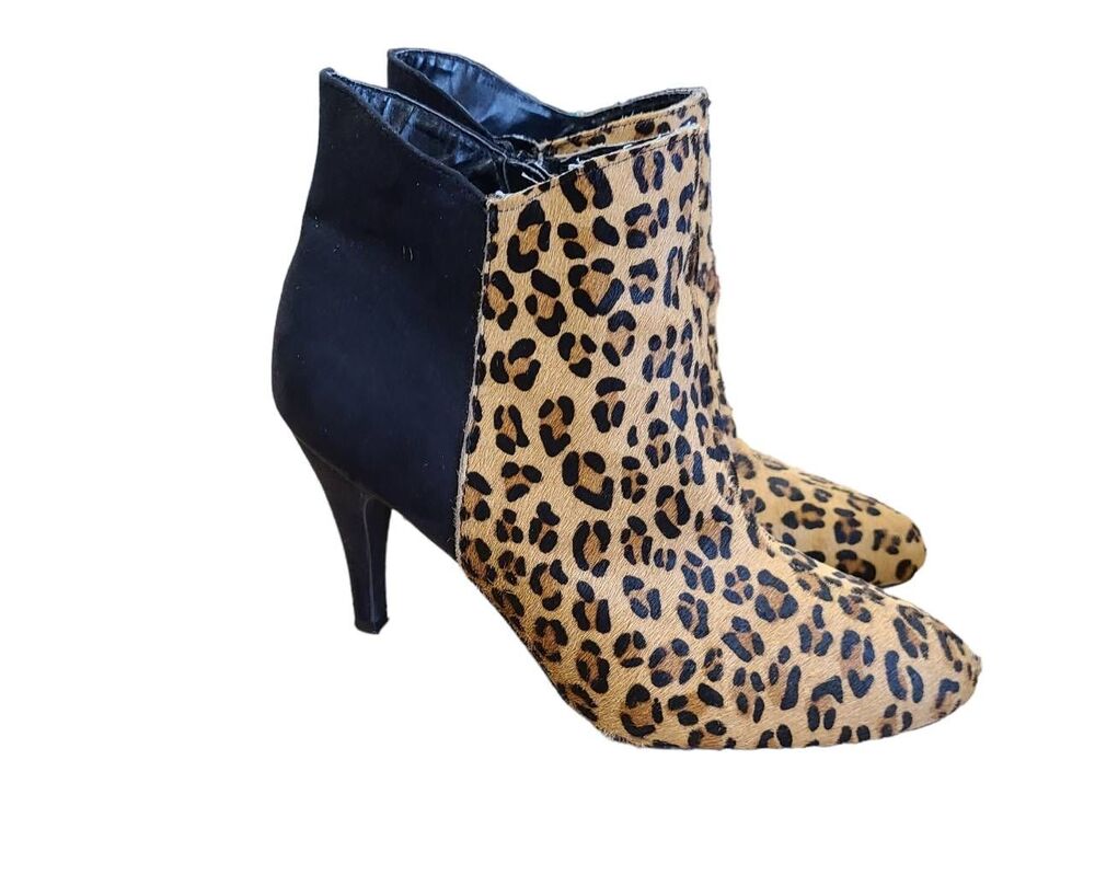 Express Calf Hair Animal Print Ankle Booties Women’s size10 Leopard Heeled